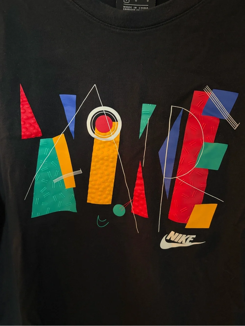 Nike Black T-Shirt with Geometric Lettering